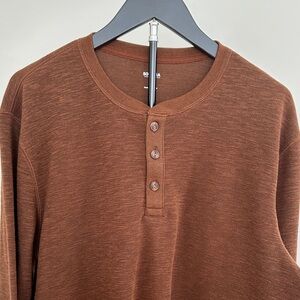 Sonoma Long Sleeve Brown Henley Shirt
